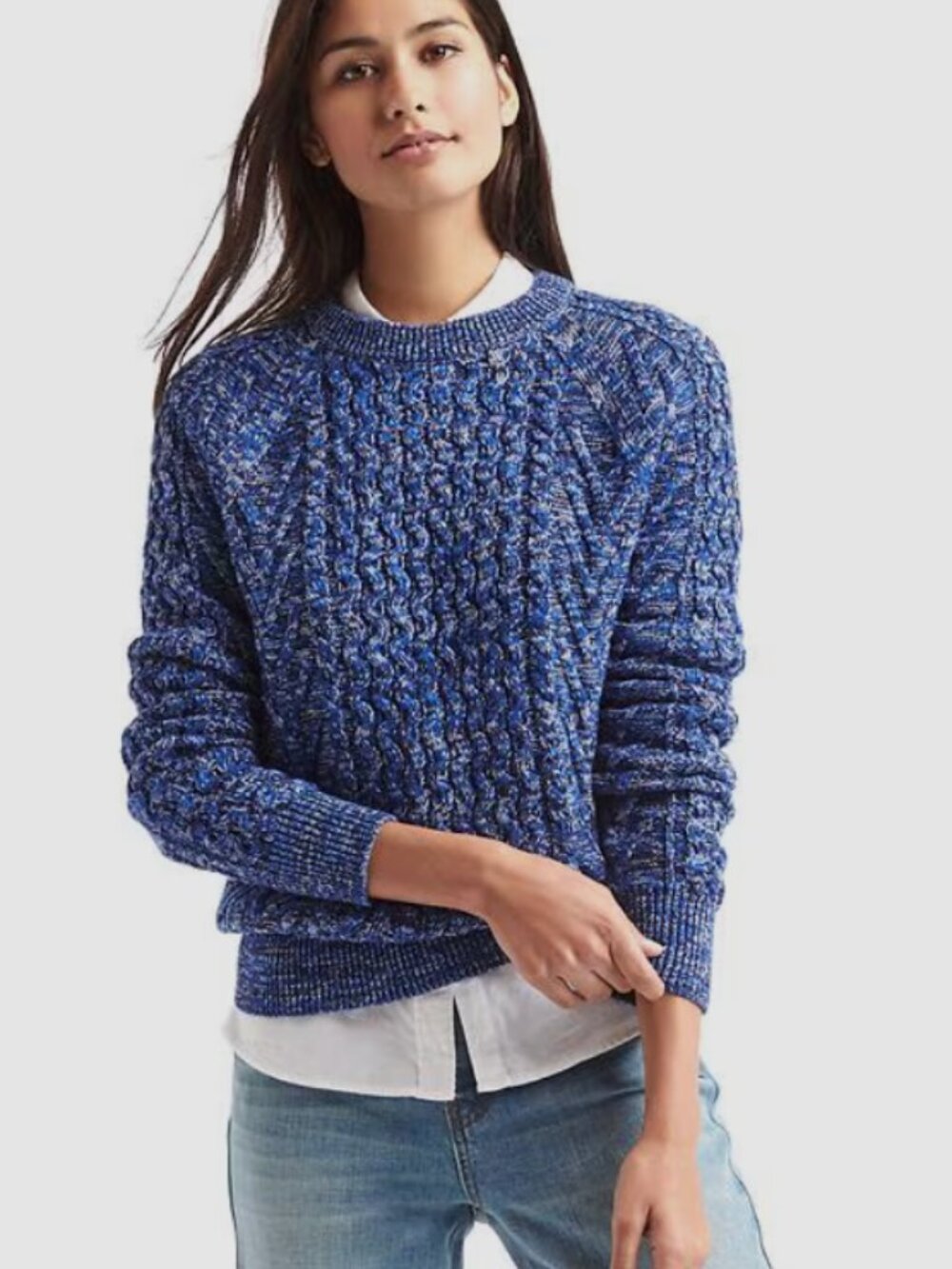GAP Wavy Cable Knit Pullover Sweater Size Medium Bristol Blue Medium